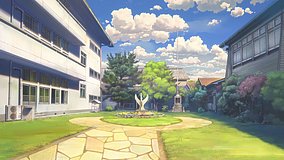 love chunibyo other delusions heart throb kamakagawa school courtyard