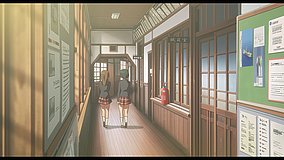 love chunibyo other delusions take on me old kamakura elementary hallway