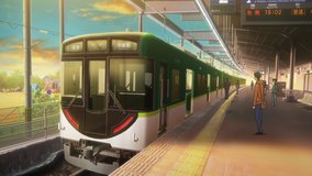 sound euphonium keihan uji station platform at dusk