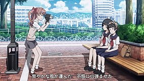 a certain scientific railgun being a photo shoot model under the hot sun isnt easy is it tama center sankaku plaza